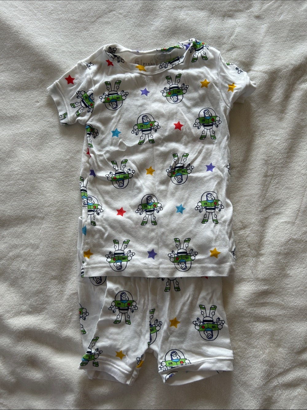 NWOT GAP White Short-Sleeve Pajama Set with buzz light year print